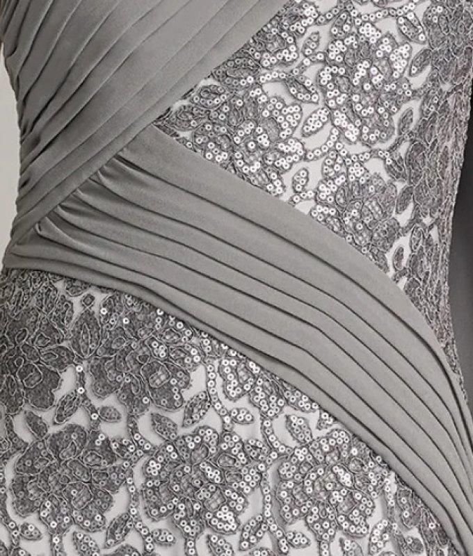 画像5: Tadashi Shoji タダシショージ　Eamon ワンショルダーロングドレス シルバーグレー (5)