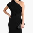 画像4: BADGLEY MISCHKA  ワンショルダー ベルト付き クレープロングドレス ブラック (4)