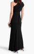 画像2: BADGLEY MISCHKA  ワンショルダー ベルト付き クレープロングドレス ブラック (2)