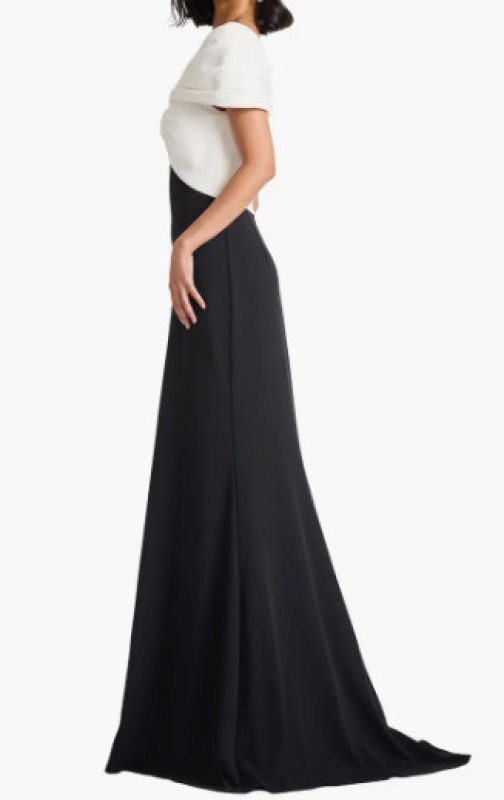 画像3: Tadashi Shoji  タダシショージ Rafner ツイストネック バイカラーロングドレス  アイボリー、ブラック (3)
