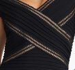画像4: Tadashi Shoji タダシショージ  Valeo ピンタック イリュージョン オフショルダーロングドレス 　ブラック (4)
