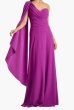 画像1: Tadashi Shoji タダシショージ　Alney ケープスリーブ ワンショルダーロングドレス　パープル系 (1)