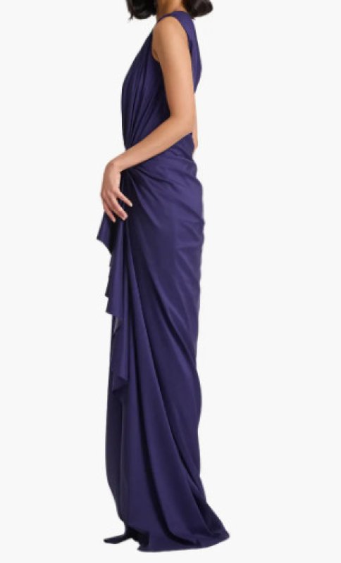 画像3: Tadashi Shoji タダシショージ  Lena ドレープワンショルダードレス　ネイビー、パープル系 (3)