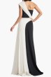 画像2: Tadashi Shoji タダシショージ  Belman ワンショルダー ドレープ バイカラーロングドレス ブラック×アイボリー (2)