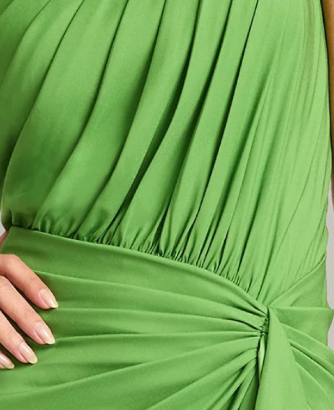 画像4: Tadashi Shoji タダシショージ  Lena ドレープワンショルダードレス　Cactus グリーン系 (4)