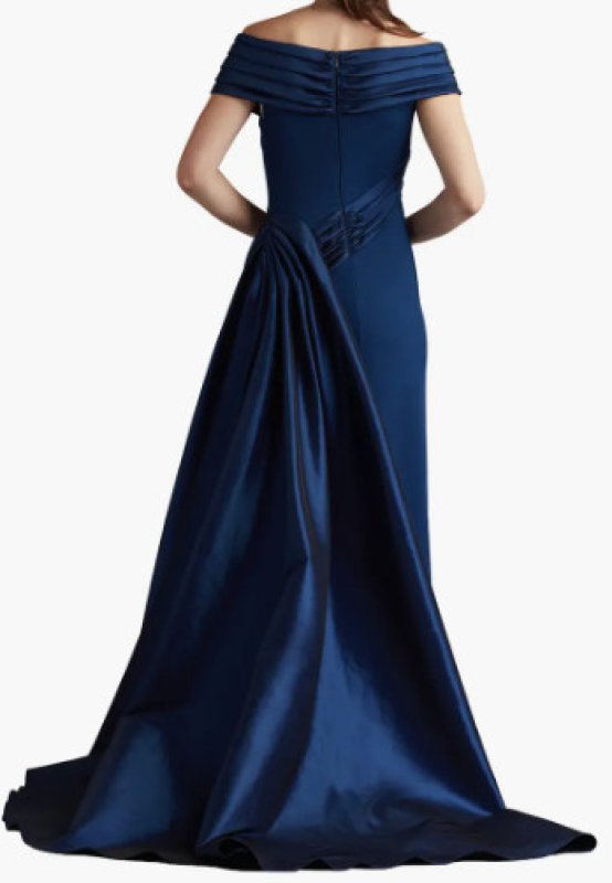 画像2: Tadashi Shoji  タダシショージ Elysian オフショルダーロングドレス　ネイビー (2)
