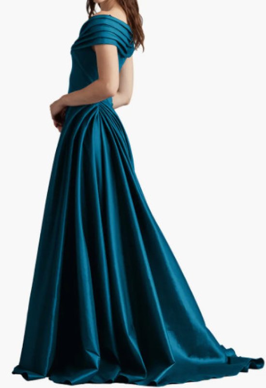 画像3: 【6/27まで特別価格】Tadashi Shoji  タダシショージ Elysian オフショルダーロングドレス　ブルー、グリーン系 (3)