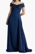 画像1: Tadashi Shoji  タダシショージ Elysian オフショルダーロングドレス　ネイビー (1)