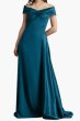 画像1: 【6/27まで特別価格】Tadashi Shoji  タダシショージ Elysian オフショルダーロングドレス　ブルー、グリーン系 (1)