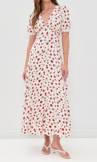 上品な花柄ワンピース】Reformation Naira レッドフローラルドレス