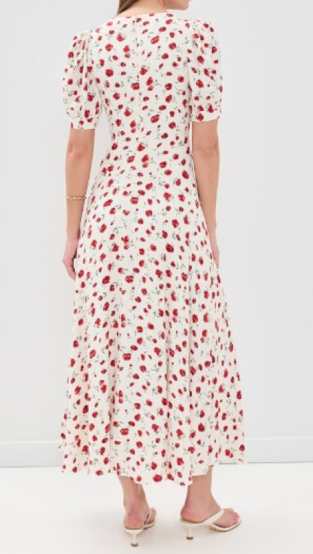 画像2: 【ピッパ・ミドルトン愛用】Reformation  Naira Dress レッドフローラル Vネックワンピース (2)