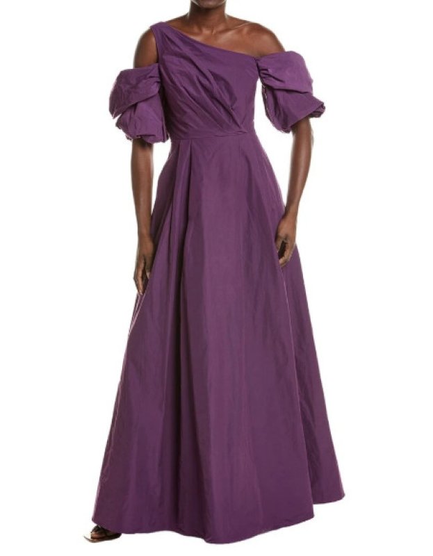 画像4: MARCHESA NOTTE  マルケッサノッテ　ワンショルダー ドレープ タフタ ロングドレス (4)