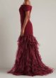 画像3: 【8/31まで限定特別価格】Tadashi Shoji タダシショージ  Vail シャッタープリーツ オーガンジー ロングドレス｜ボルドー (3)