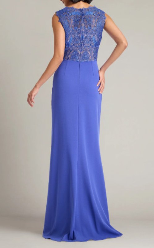画像2: Tadashi Shoji タダシショージ Evelise レース カスケード ロングドレス｜ブルー系 (2)