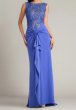 画像1: Tadashi Shoji タダシショージ Evelise レース カスケード ロングドレス｜ブルー系 (1)