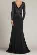 画像2: Tadashi Shoji タダシショージ  Corwin 刺繍レース イリュージョン ロングドレス｜ブラック (2)