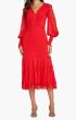 画像1: 【限定特別価格】Tadashi Shoji タダシショージ  レッド 袖あり NYSSA  ピンタックドレス｜結婚式、パーティードレス (1)