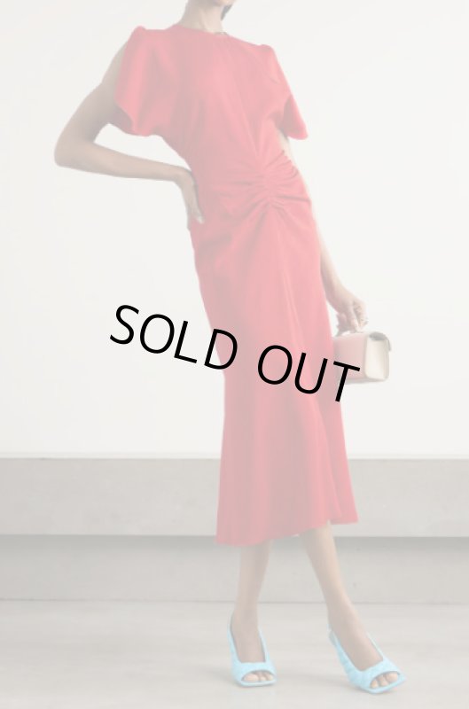 画像1: 【ドラマ使用】VICTORIA BECKHAM  ヴィクトリアベッカム  Gathered Waist Dress レッド (1)