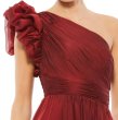 画像3: Mac Duggal マックドゥガル　オーガンジーワンショルダープリーツシフォンドレス　ワイン (3)