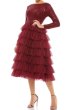 画像1: Ieena for Mac Duggal マックドゥガル　Sequin Tiered Long Sleeve Tulle Cocktail Dress ワイン (1)