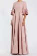 画像1: Mac Duggal マックドゥガル　7分袖フラワー装飾 ロングドレス ピンク (1)
