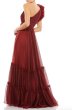 画像2: Mac Duggal マックドゥガル　オーガンジーワンショルダープリーツシフォンドレス　ワイン (2)
