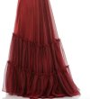 画像4: Mac Duggal マックドゥガル　オーガンジーワンショルダープリーツシフォンドレス　ワイン (4)