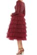 画像2: Ieena for Mac Duggal マックドゥガル　Sequin Tiered Long Sleeve Tulle Cocktail Dress ワイン (2)