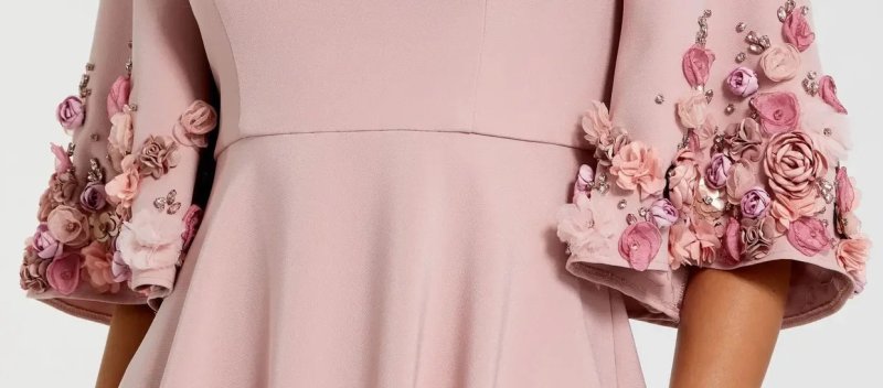 画像3: Mac Duggal マックドゥガル　7分袖フラワー装飾 ロングドレス ピンク (3)
