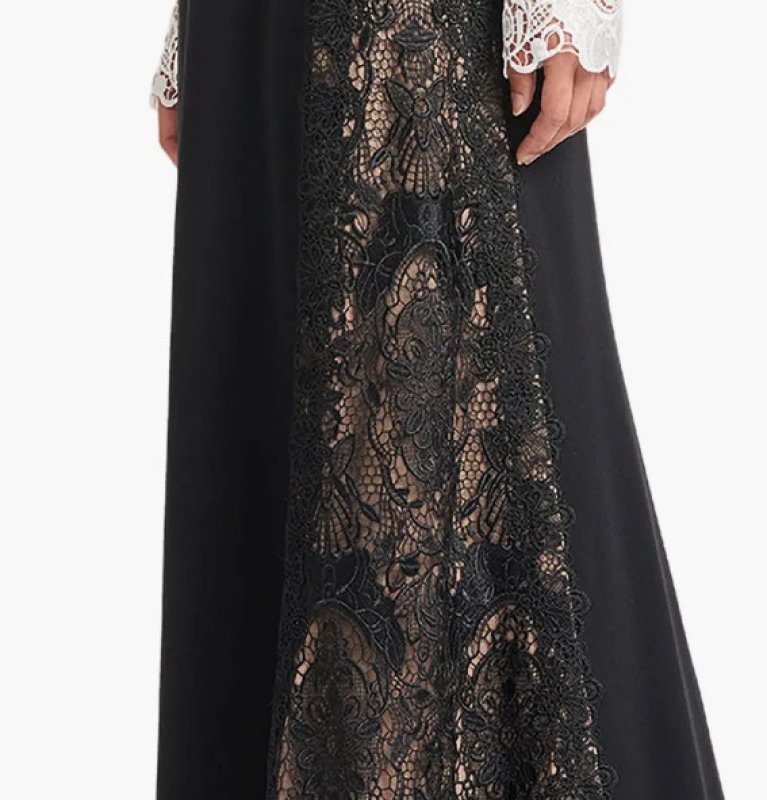 画像4: Tadashi Shoji タダシショージ  Vianne Lace Illusion Gown アイボリー、ブラック (4)