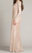 画像2: Tadashi Shoji タダシショージ  袖あり Ferrum メタリックロングドレス｜ベージュ系 (2)