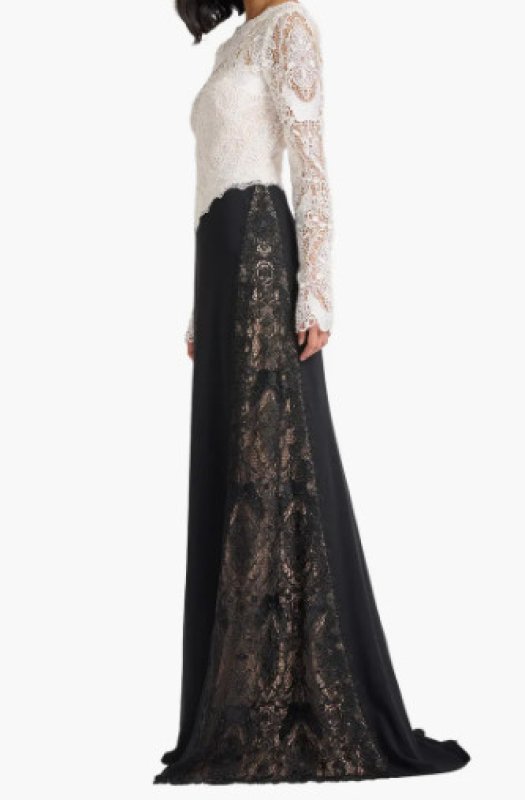 画像3: Tadashi Shoji タダシショージ  Vianne Lace Illusion Gown アイボリー、ブラック (3)