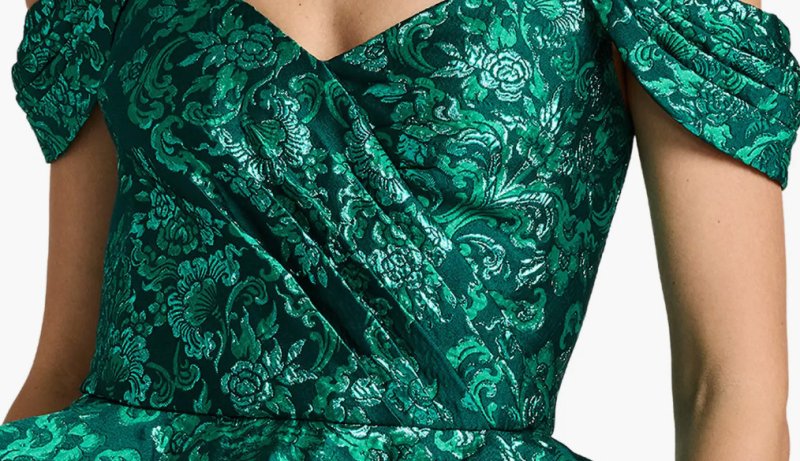 画像4: Tadashi Shoji タダシショージ  Corliss Bubble Peplum Gown　グリーン (4)
