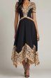 画像1: Tadashi Shoji タダシショージ Neneh Embroidered Handkerchief Hem Midi Dress ブラック (1)