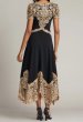 画像2: Tadashi Shoji タダシショージ Neneh Embroidered Handkerchief Hem Midi Dress ブラック (2)