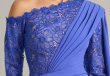 画像4:  Tadashi Shoji  タダシショージ　 Ravelle Embroidered Cape Gown ブルー系 (4)