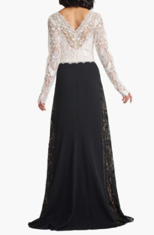 画像2: Tadashi Shoji タダシショージ  Vianne Lace Illusion Gown アイボリー、ブラック (2)
