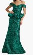 画像1: Tadashi Shoji タダシショージ  Corliss Bubble Peplum Gown　グリーン (1)
