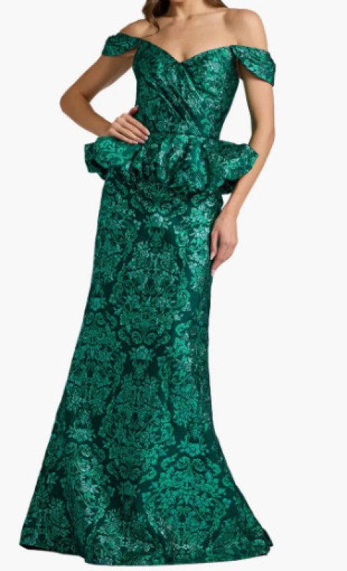 画像1: Tadashi Shoji タダシショージ  Corliss Bubble Peplum Gown　グリーン (1)