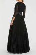 画像2: Ieena for Mac Duggal マックドゥガル　Black Shimmering 7分袖 PLEATED A-LINE GOWN  (2)