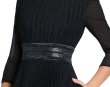 画像3: Ieena for Mac Duggal マックドゥガル　Black Shimmering 7分袖 PLEATED A-LINE GOWN  (3)