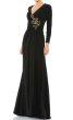 画像1: Mac Duggal マックドゥガル　フェイクラップロングスリーブジャージードレス　ブラック (1)