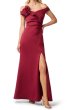 画像2: Adrianna Papell アドリアナパペル　Off Shoulder Rosette Stretch Mermaid Gown 　バーガンディ系 (2)