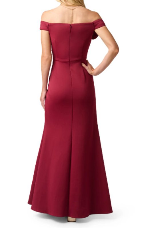 画像3: Adrianna Papell アドリアナパペル　Off Shoulder Rosette Stretch Mermaid Gown 　バーガンディ系 (3)