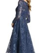 画像4: Mac Duggal マックドゥガル　Floral Embroidered Sequin Beaded Midi dress ネイビー (4)