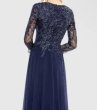 画像4: Mac Duggal マックドゥガル　Embellished Illusion V Neck Long Sleeve Gown ネイビー (4)
