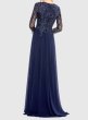 画像2: Mac Duggal マックドゥガル　Embellished Illusion V Neck Long Sleeve Gown ネイビー (2)