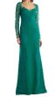 画像1: 【9/27まで特別価格】Tadashi Shoji タダシショージ  Regal  Embroidered Lace Long Sleeve Crepe Gown グリーン (1)