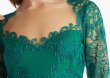 画像4: 【9/27まで特別価格】Tadashi Shoji タダシショージ  Regal  Embroidered Lace Long Sleeve Crepe Gown グリーン (4)