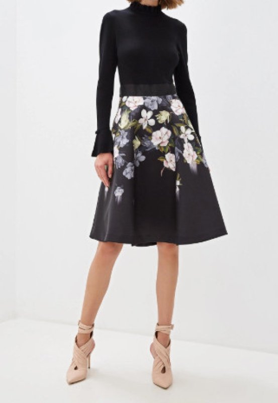 画像2: Ted Baker テッドベイカー    Nerida Floral-Print Fit and Flare Dress (2)